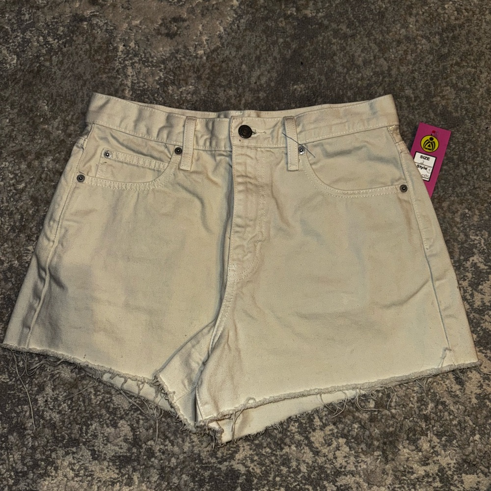 UNIQLO Women's White Cut-Off Denim Shorts 100% Cotton Size 26